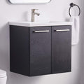 Black Wall-Mounted Bathroom Vanity with White Integrated Undermount Ceramic Vessel Sink J211