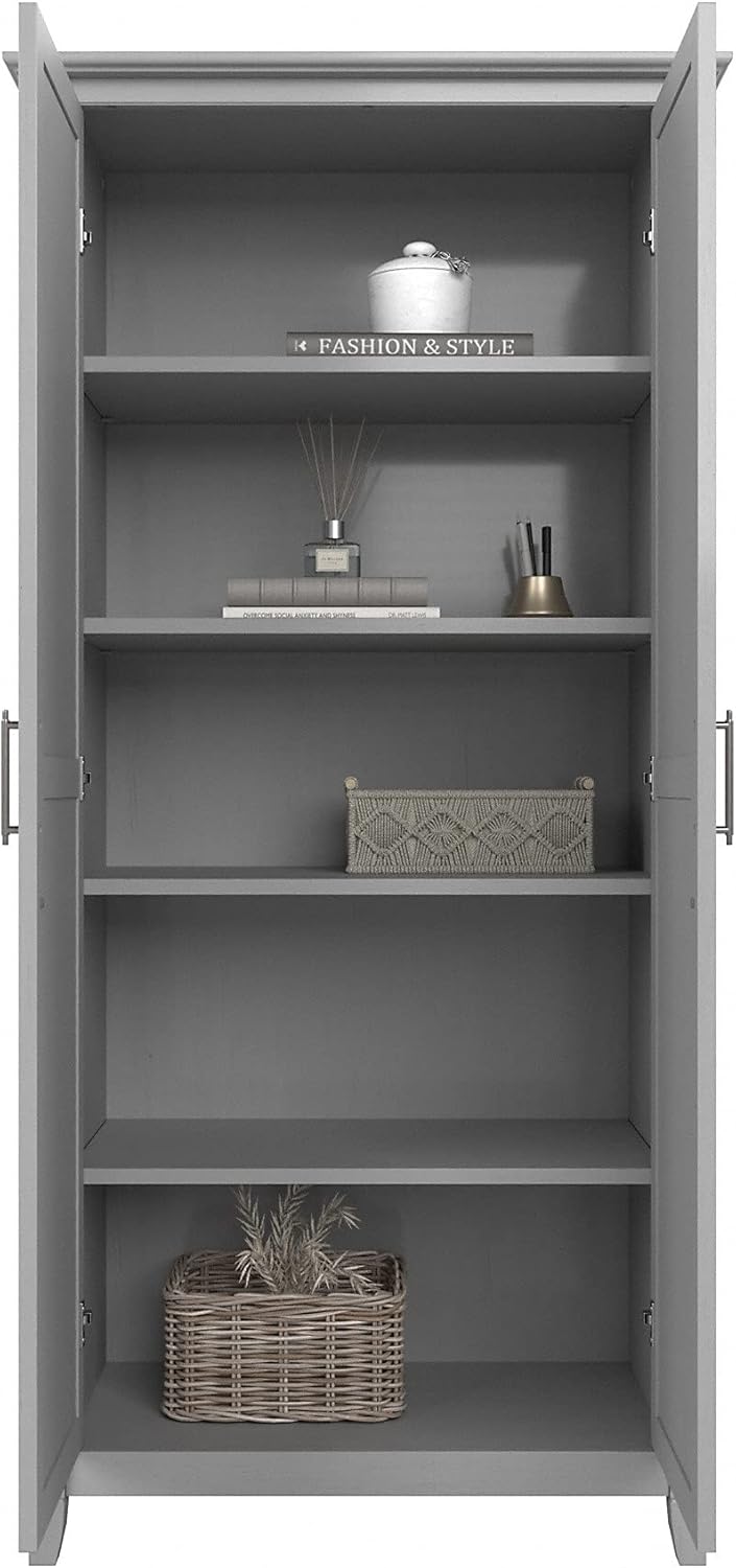 Tall Storage Cabinet with Doors, Cape Cod Gray N7095