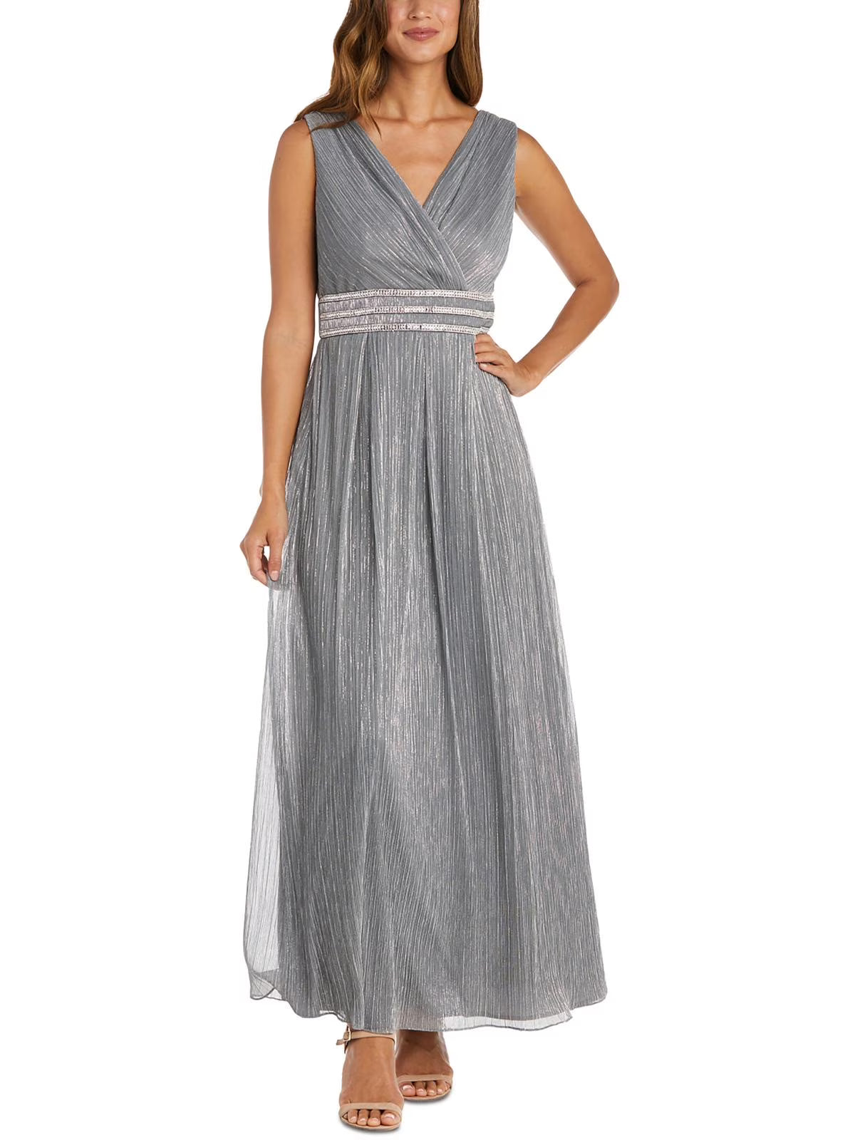 Embellished Pleated Evening Dress H2588
