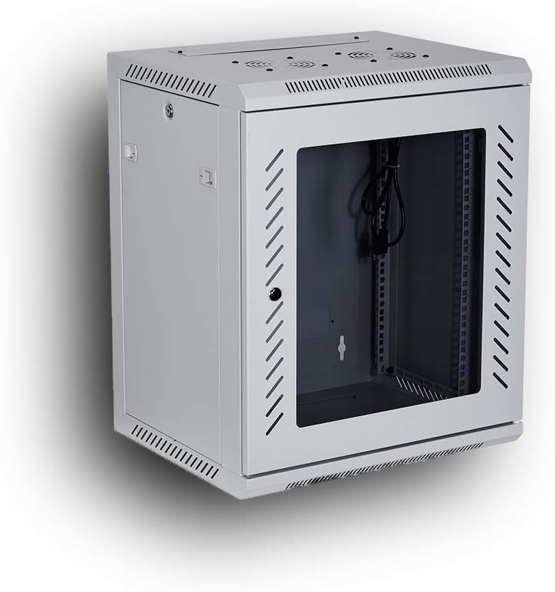 Wall Mount Rack Server Cabinet 19-Inch Network Enclosure with Locking Glass Door 16-Inches Deep B33699