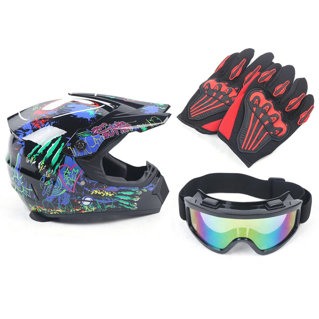 DOT Motocross Helmet Gloves Goggles Combo R5305