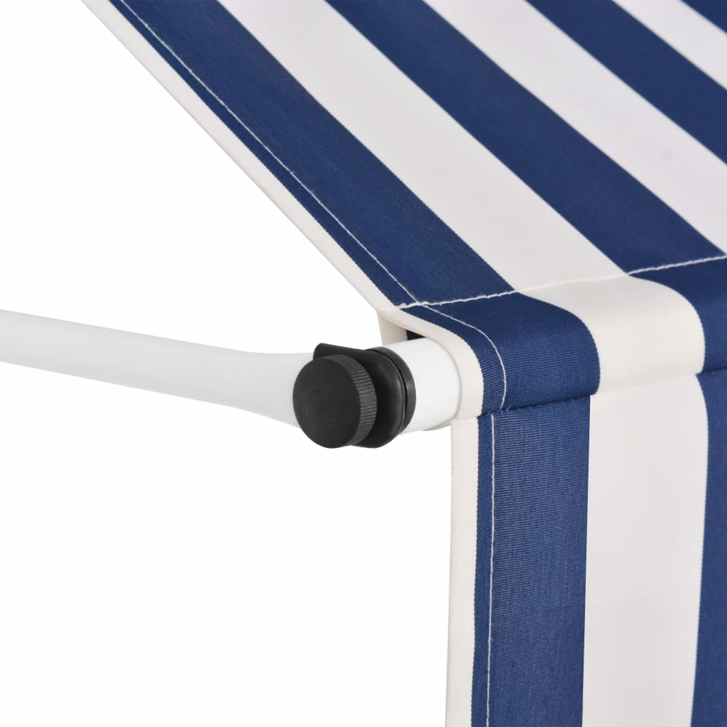 Manual Retractable Awning 78.7" Blue and White Stripes C88610