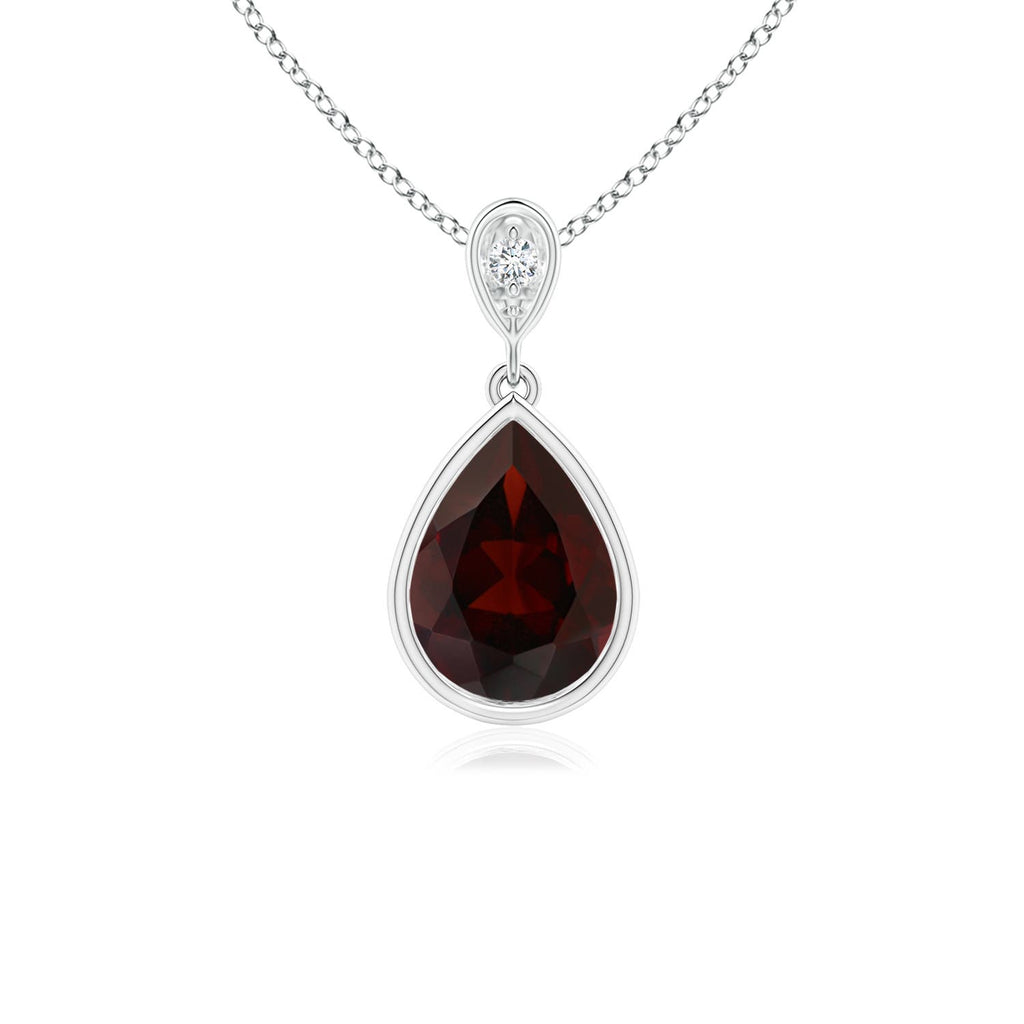 Natural 8x6mm Garnet Dangle Drop Pendant Necklace in Sterling Silver S920