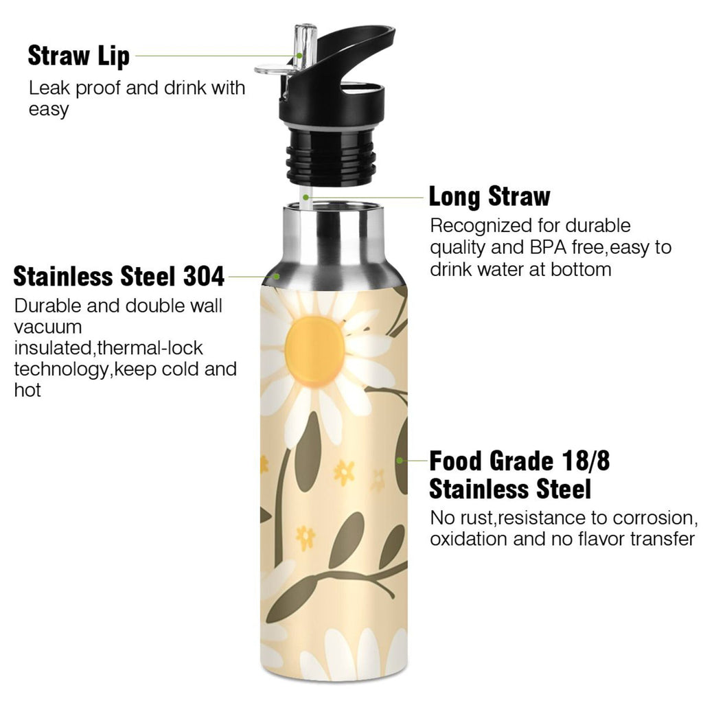 Stainless Steel Insulated Water Bottle with Straw Lid 20 oz D3703