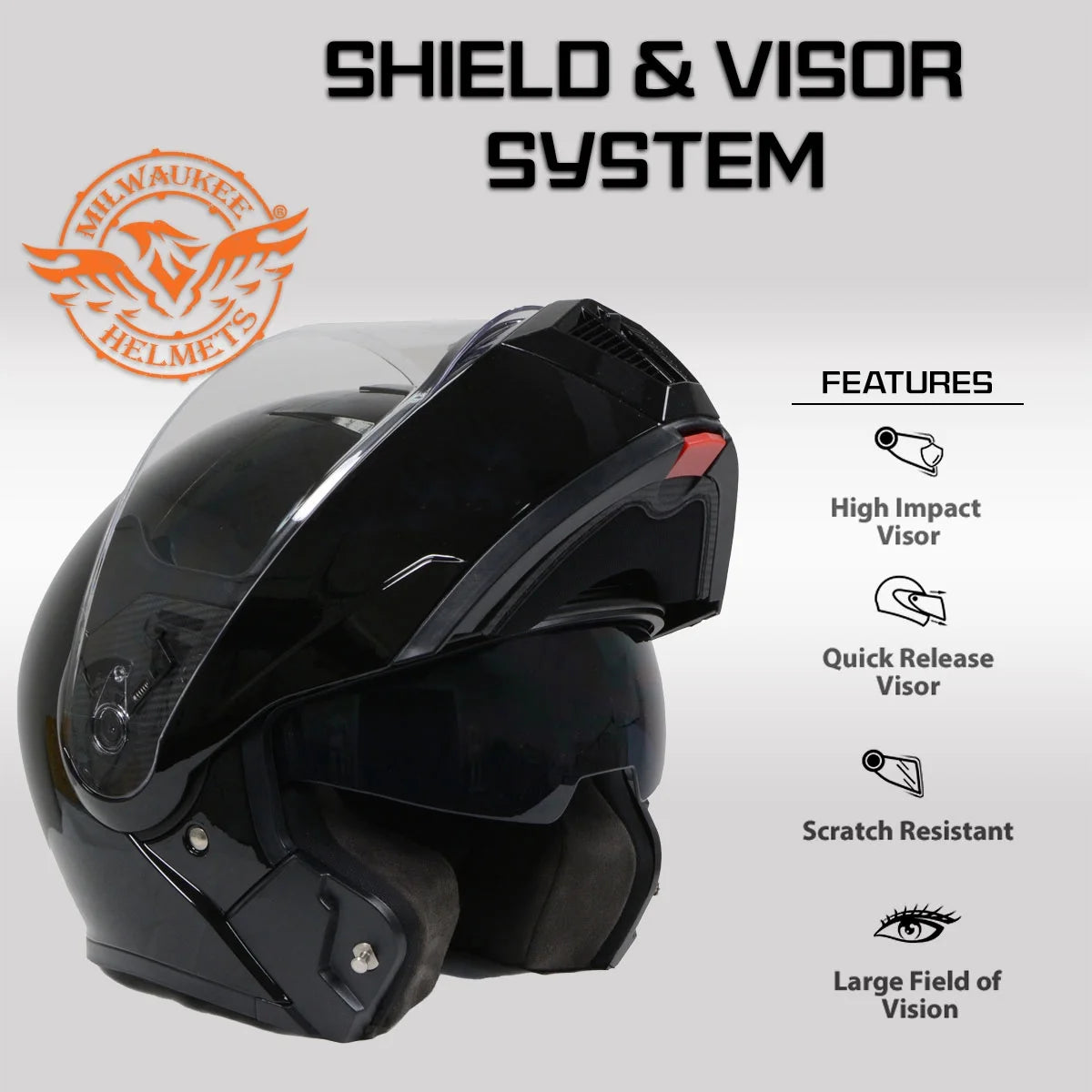 Gloss Black Modular Motorcycle Helmet with Drop Down Visor Q298708