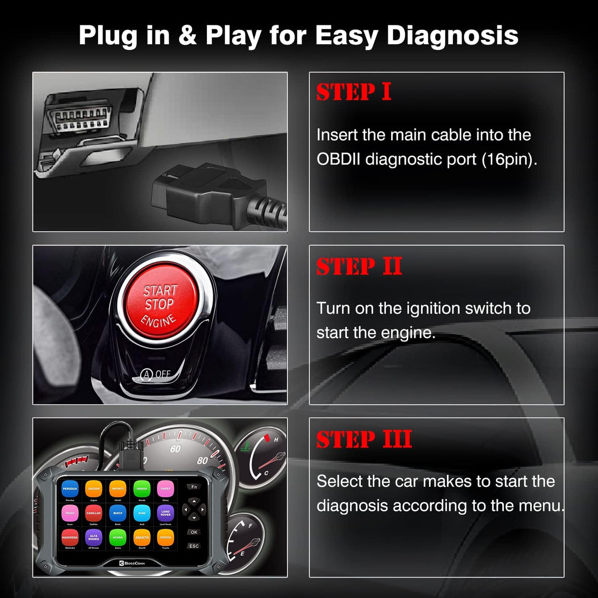 7Inch OBD2 Car Scanner Code Reader Diagnostic Tool F211596