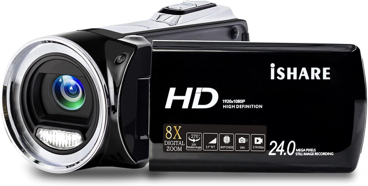 FHD 1080p Vlogging Camera Recorder 2.7 Inch 270 Degree Rotation LCD Video Camera, Pack of 2 X53601