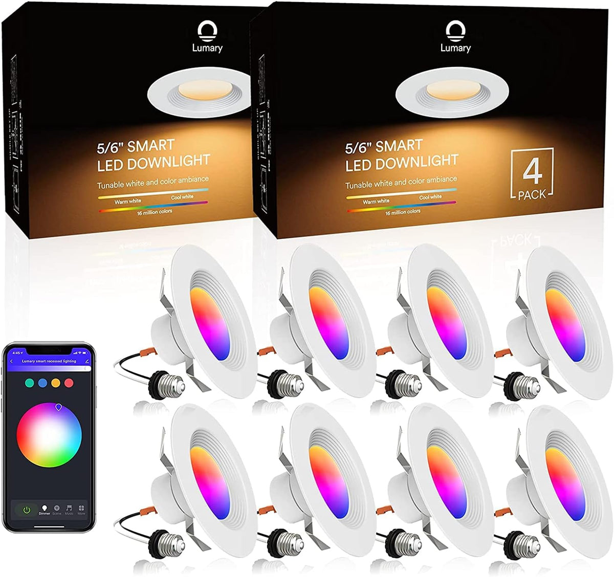 5/6 inch LED Smart Recessed Lighting, 8 Pack D88171