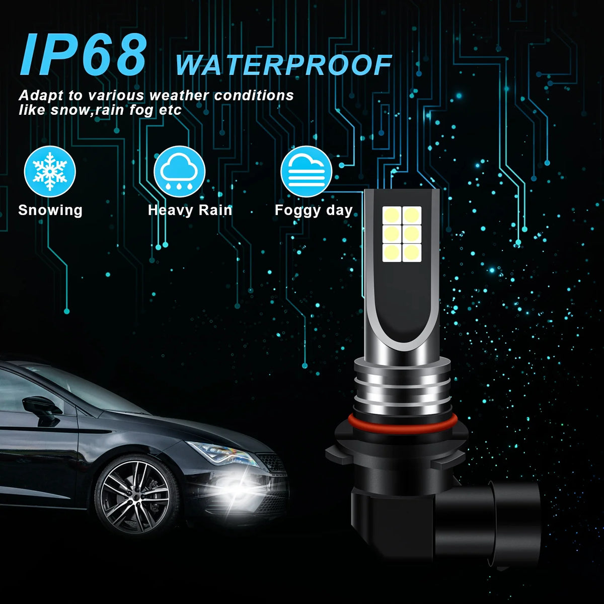 White LED Headlight Fog Light Bulbs Kit A908