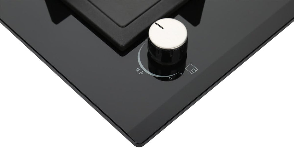 2 Burner 12 Inch Built-in LPG/Propane Gas Stove Top Glass Surface Cast Iron Cooktop K638