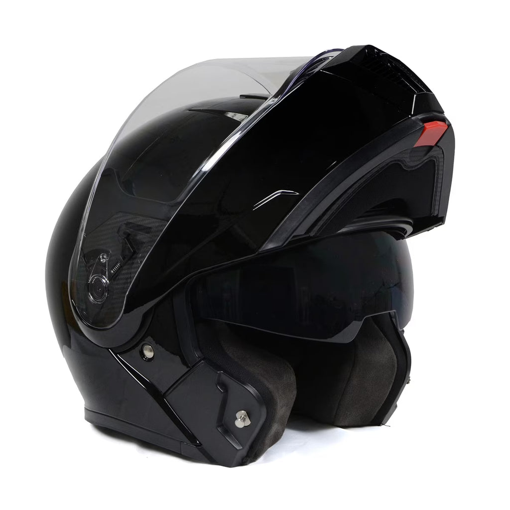 Gloss Black Modular Motorcycle Helmet with Drop Down Visor Q298708