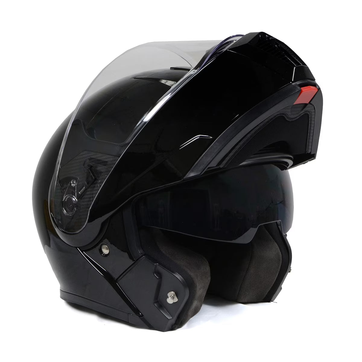 Gloss Black Modular Motorcycle Helmet with Drop Down Visor Q298708