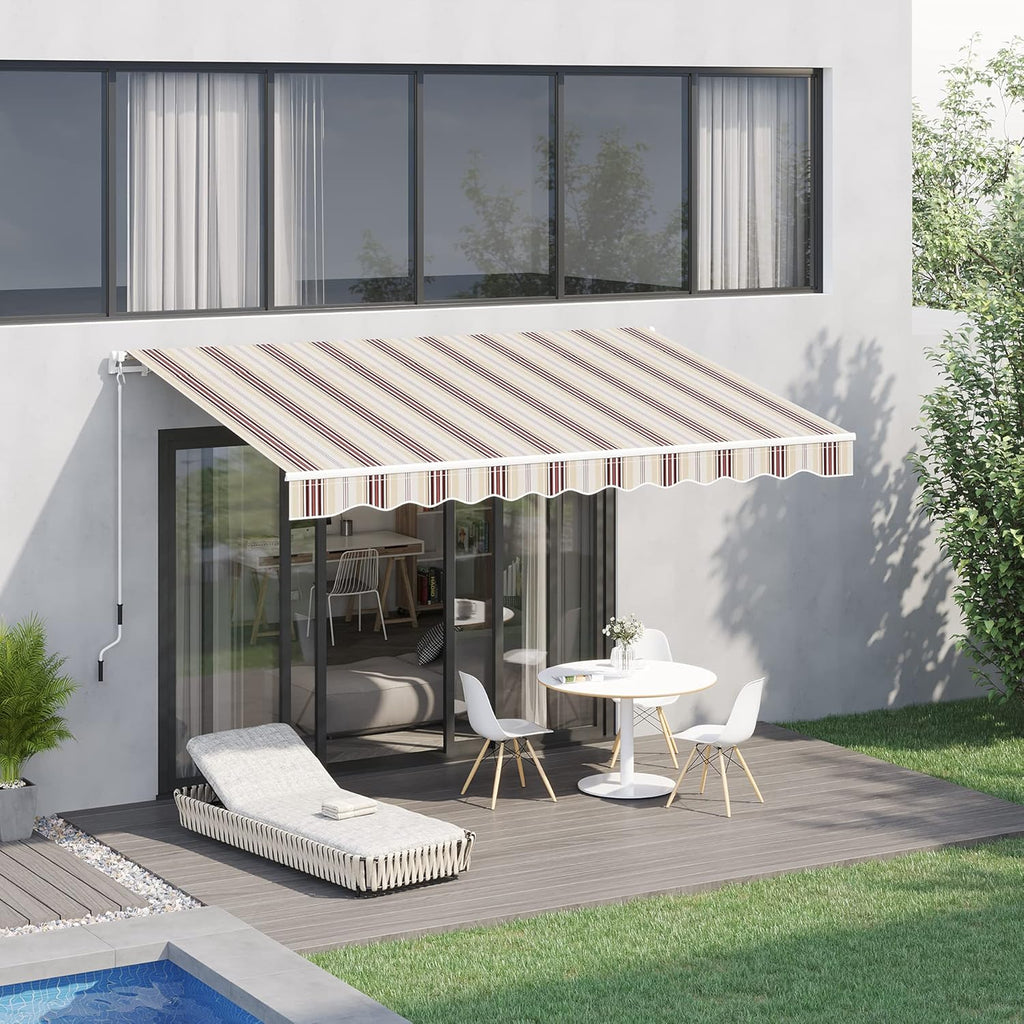 Red Manual Retractable Patio Awning with Canopy T210108
