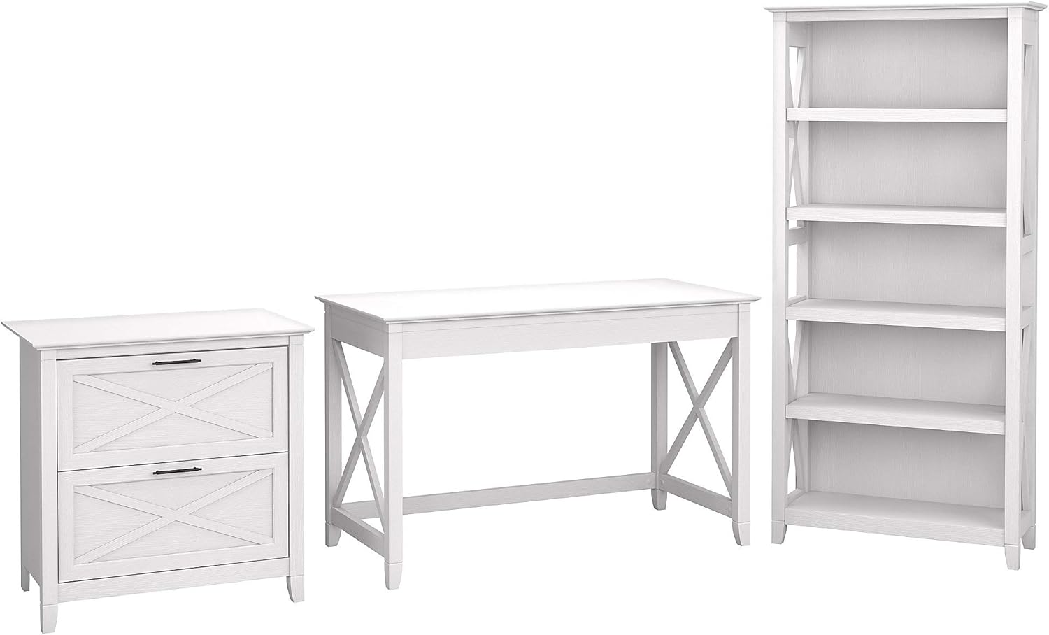 48W Writing Desk with 2 Drawer Lateral File Cabinet and 5 Shelf Bookcase A1097