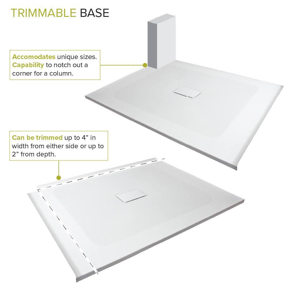 60-in L x 31.5-in Shower Base with Center Drain C4018