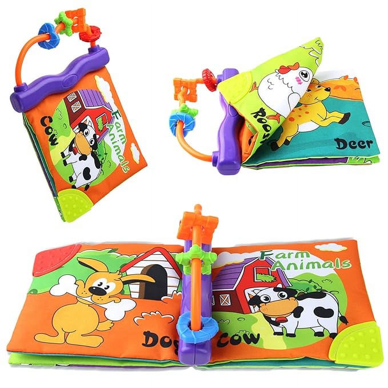 Soft Cloth Book with Teether Rings Infant Developmental Toy X4089