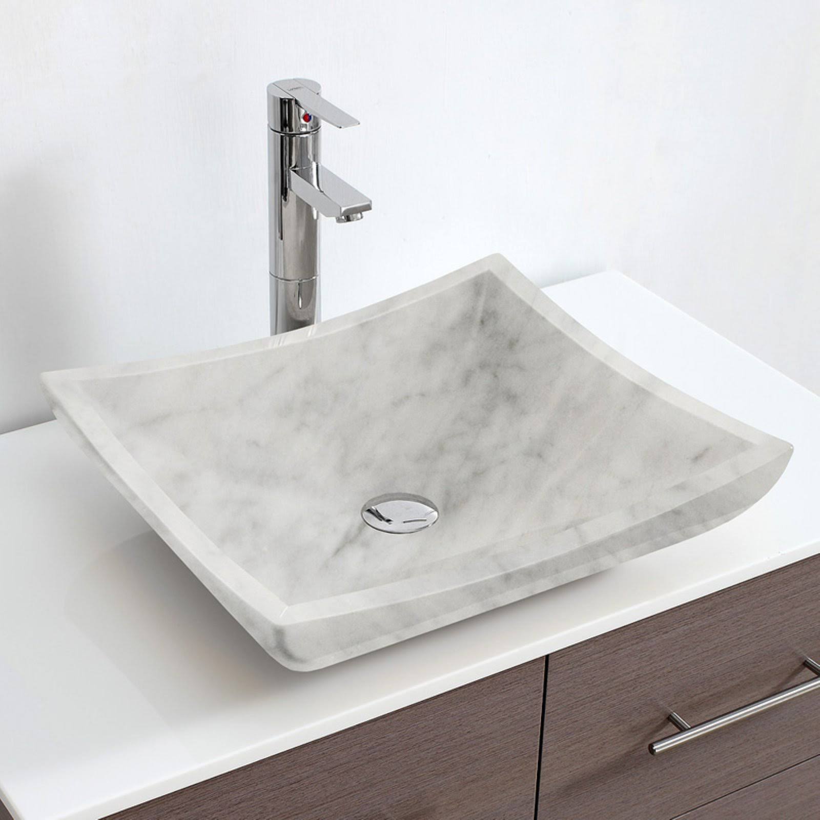 White Carrera Marble Vessel Bathroom Sink K107