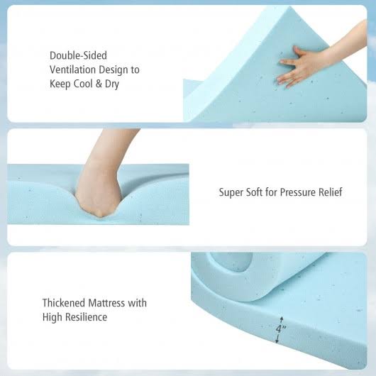 Queen Size Gel Memory Foam Mattress Topper S4824