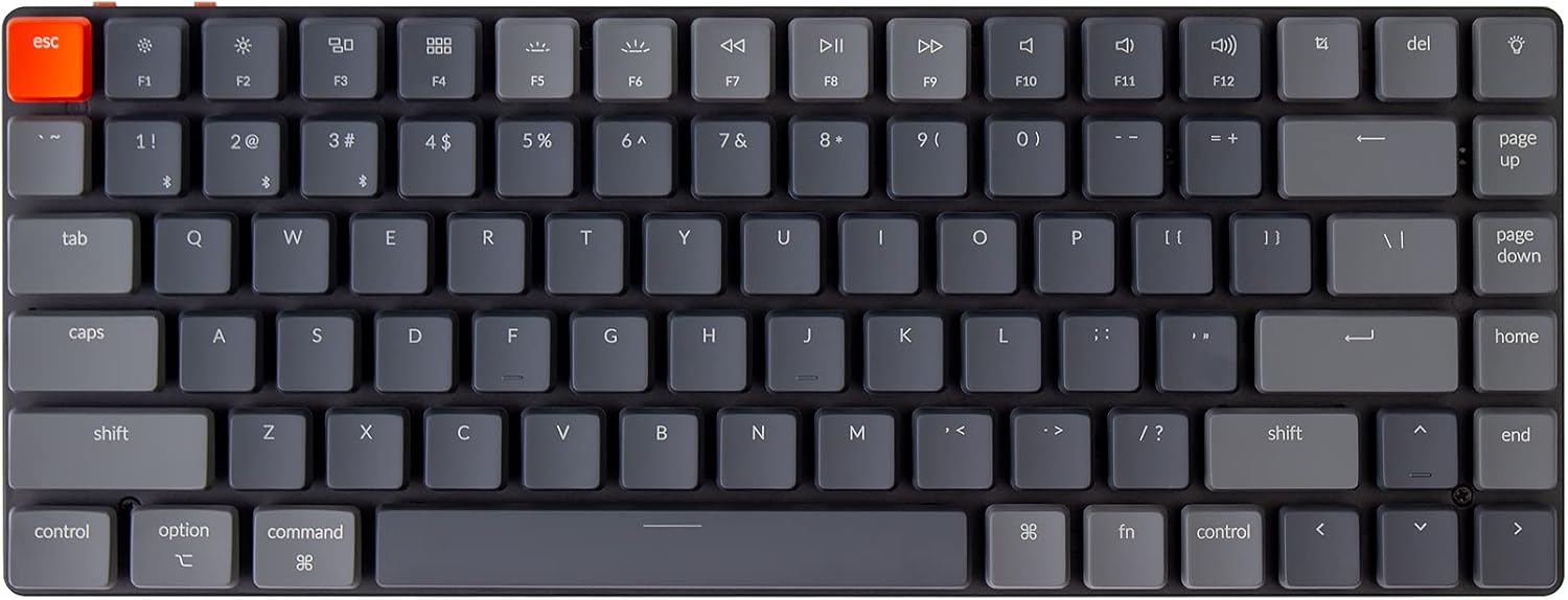 Ultra-Slim 75% Layout RGB Backlit Wireless Bluetooth Wired USB Mechanical Keyboard, Hot Swappable Low-Profile Optical Red Switch 84 Keys J51721