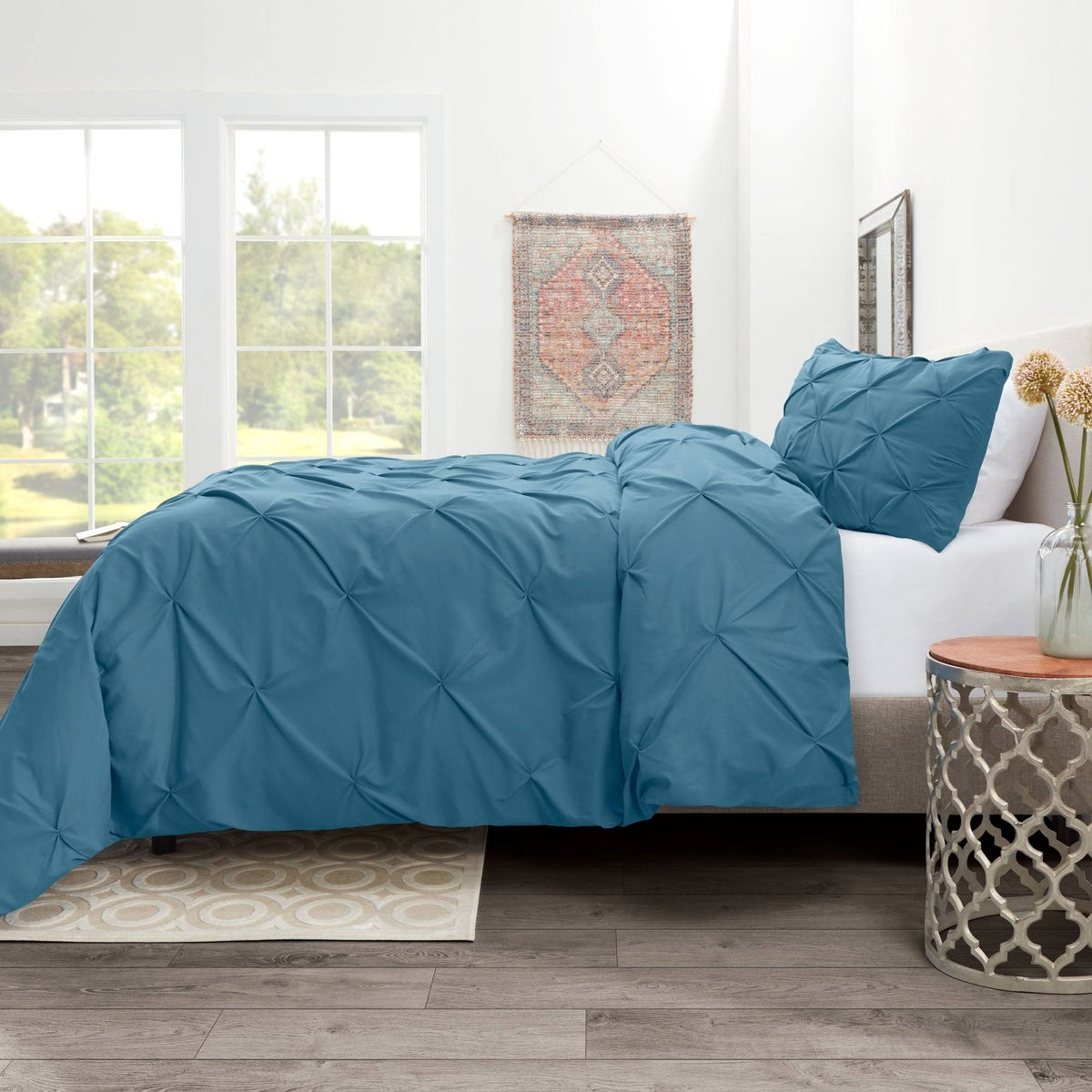 Cream California King Pinch Pleat Duvet Cover Set K3710