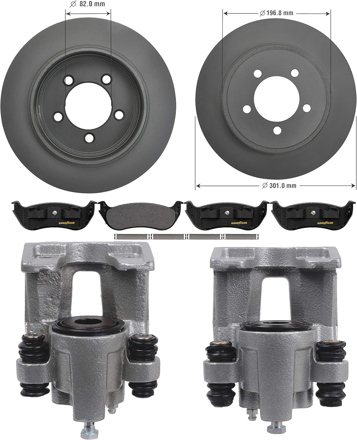 Rear Brake Calipers Rotors Ceramic Pads U56740