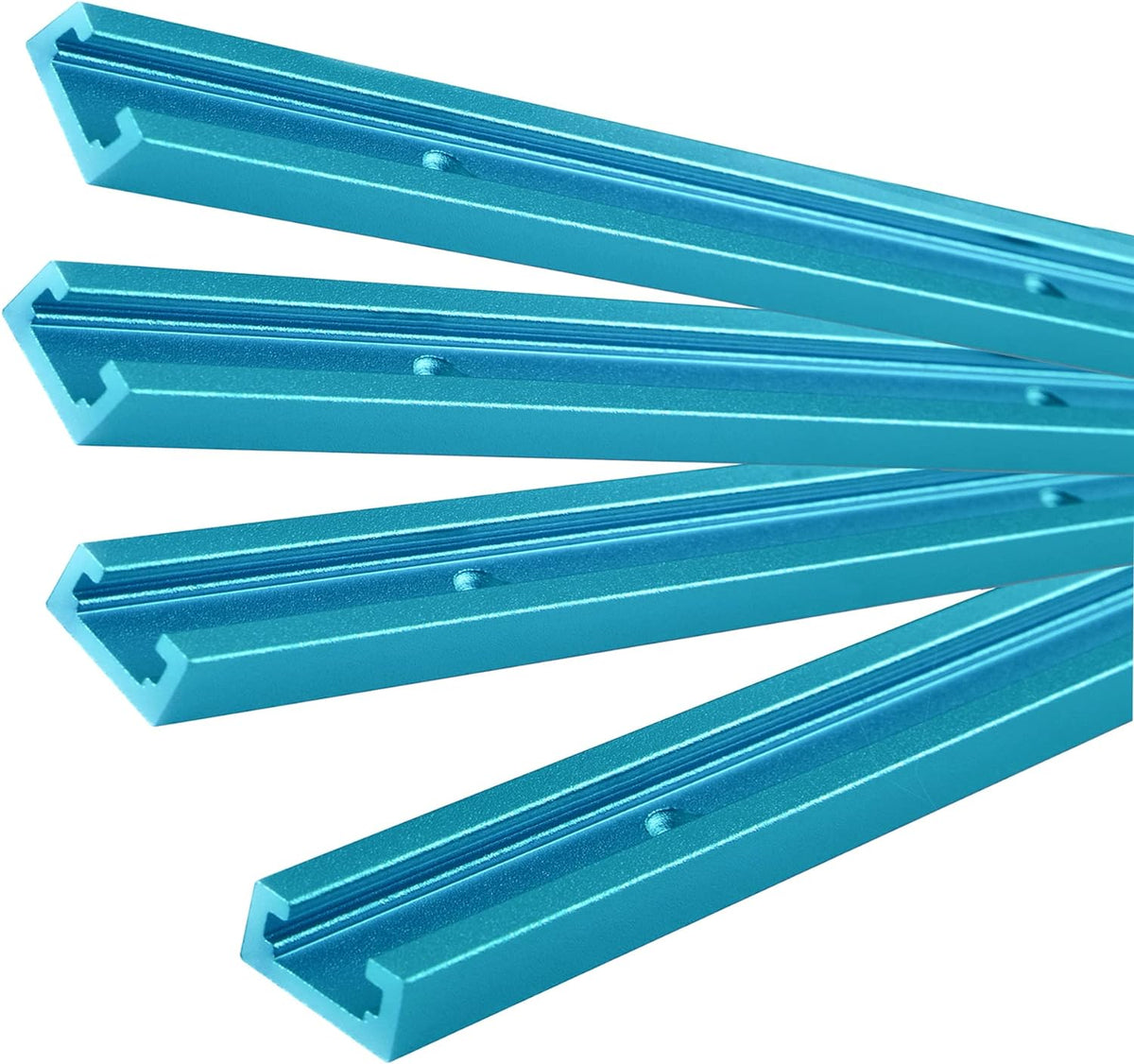 36'' Blue T-Tracks for Woodworking, 4 PCS Predrilled Universal T Track, Fine Sandblast Anodized, with Flat Head Wood Screws P851599