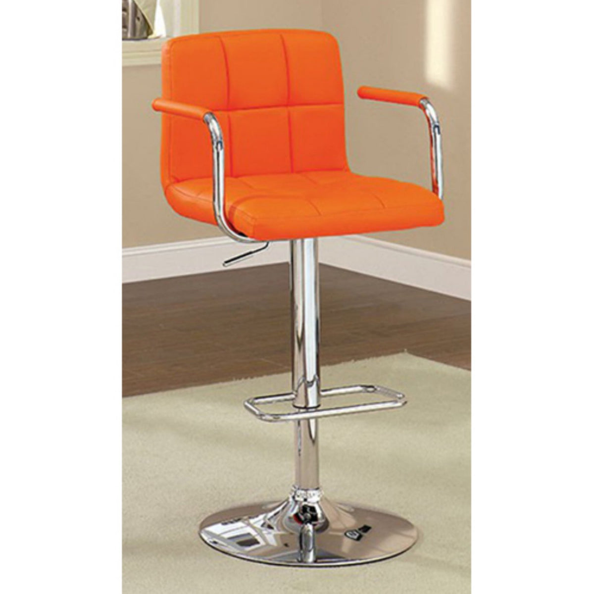 Orange Leatherette Swivel Barstool E50630