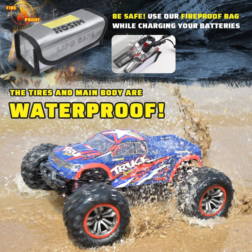 1:10 4WD RC Monster Truck, 48+ KMH, 2 Batteries P194