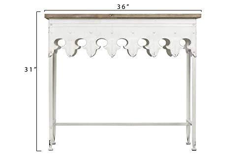 Antiqued White Metal Table with Wood Top Q70139