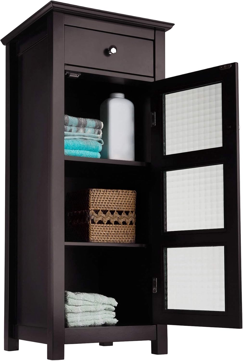 Espresso Floor Cabinet with One Door and One Drawer T7018
