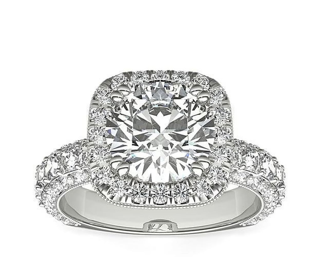 14K White Gold Halo & Solitaire Diamond Wedding Ring Size 7 N70377