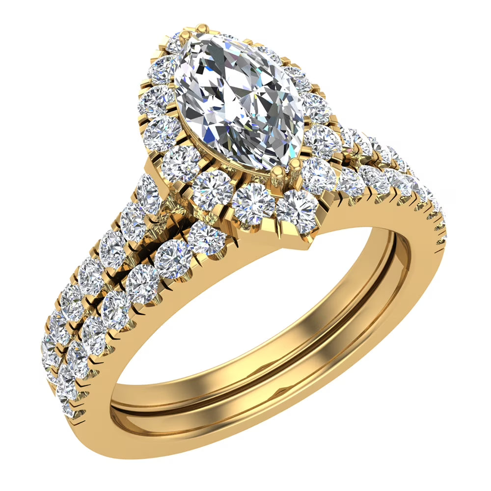 14K Gold Diamond Wedding Ring Set 1.25 CT N4177