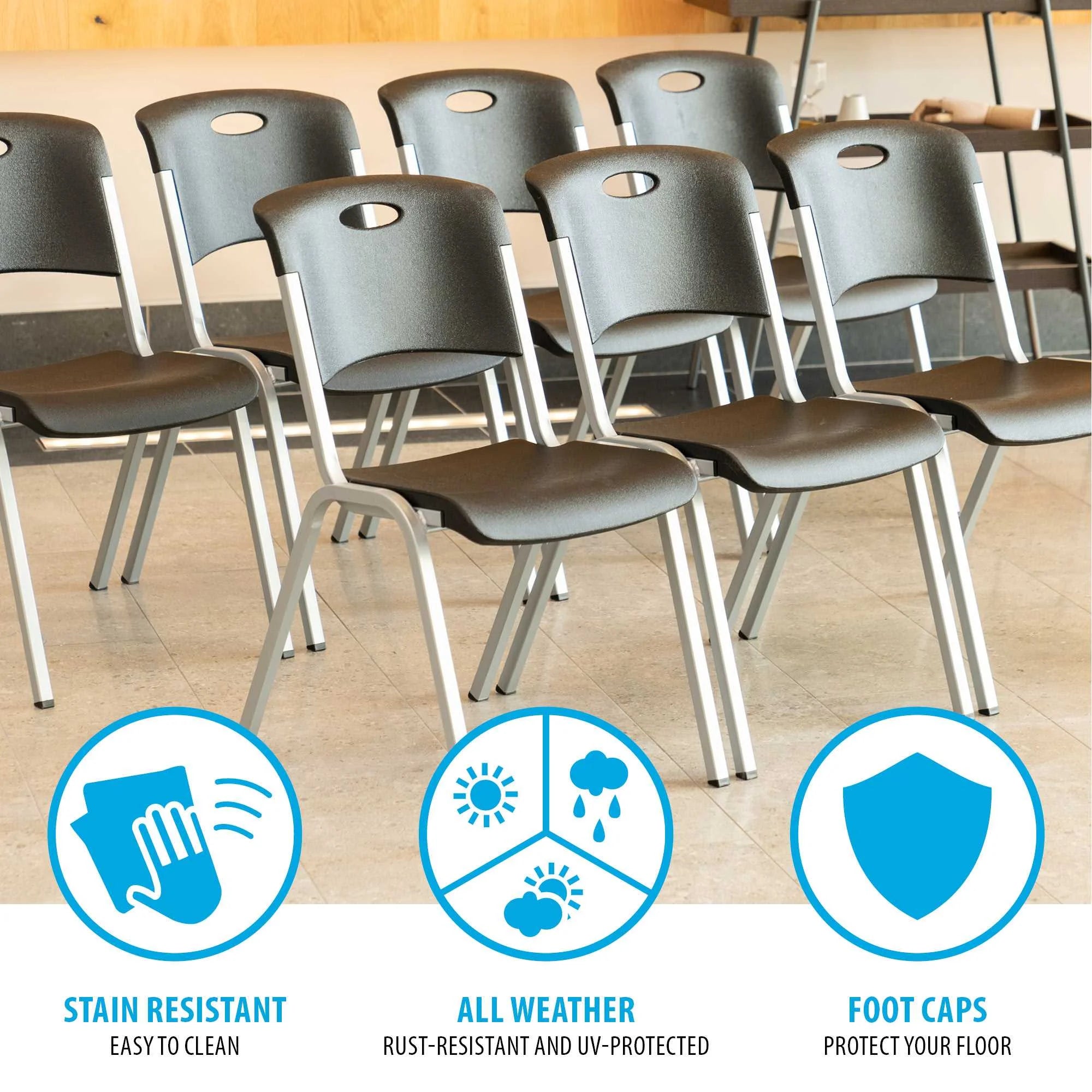 14 Pack Black & Silver Stacking Chairs X9371