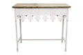 Antiqued White Metal Table with Wood Top Q70139