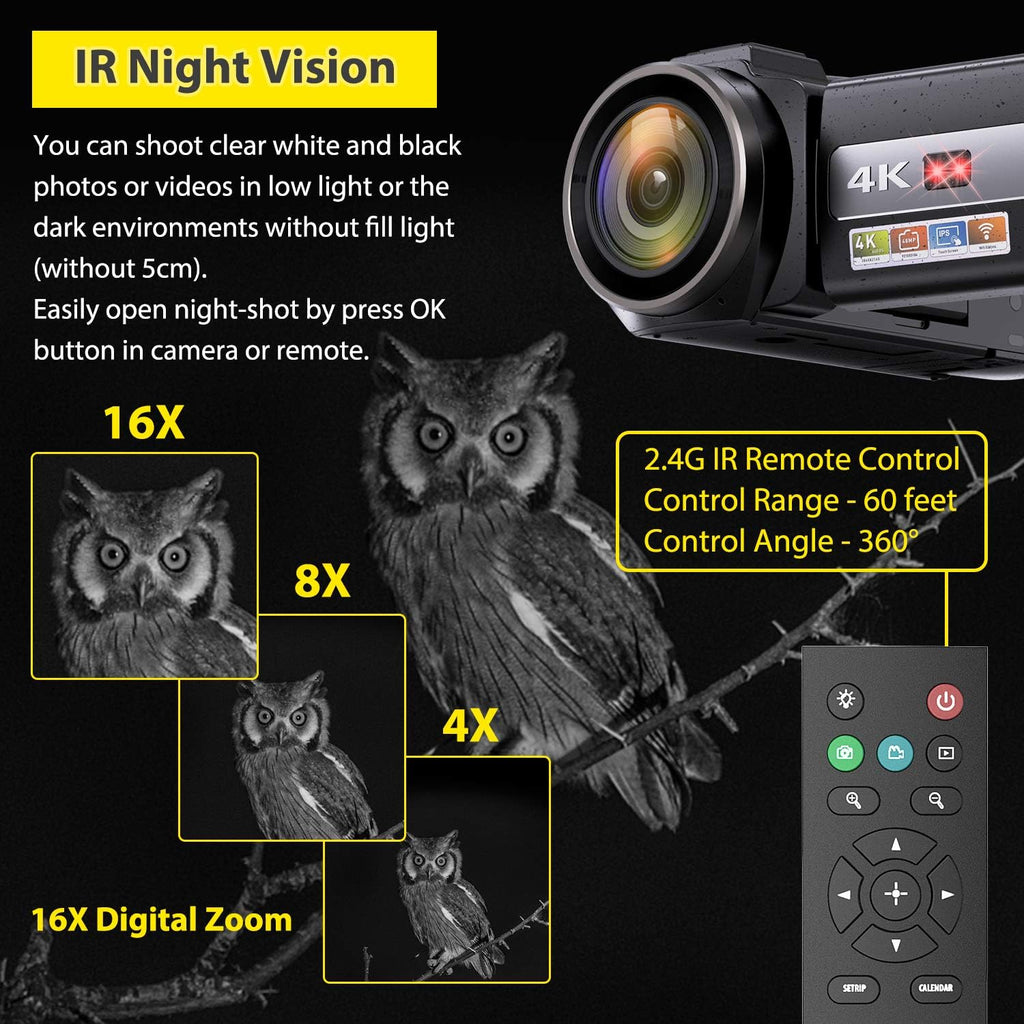 4K Video Camera WiFi Camcorder with 16X Digital Zoom B485