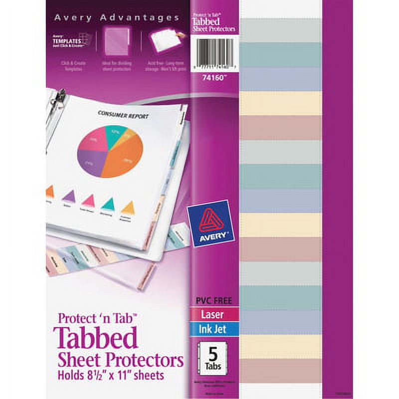Clear Sheet Protectors with Five Tabs, Letter E7650