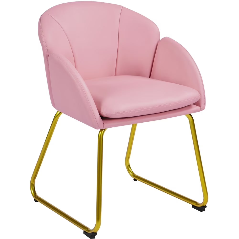Pink Velvet Armchair with Metal Legs X8292