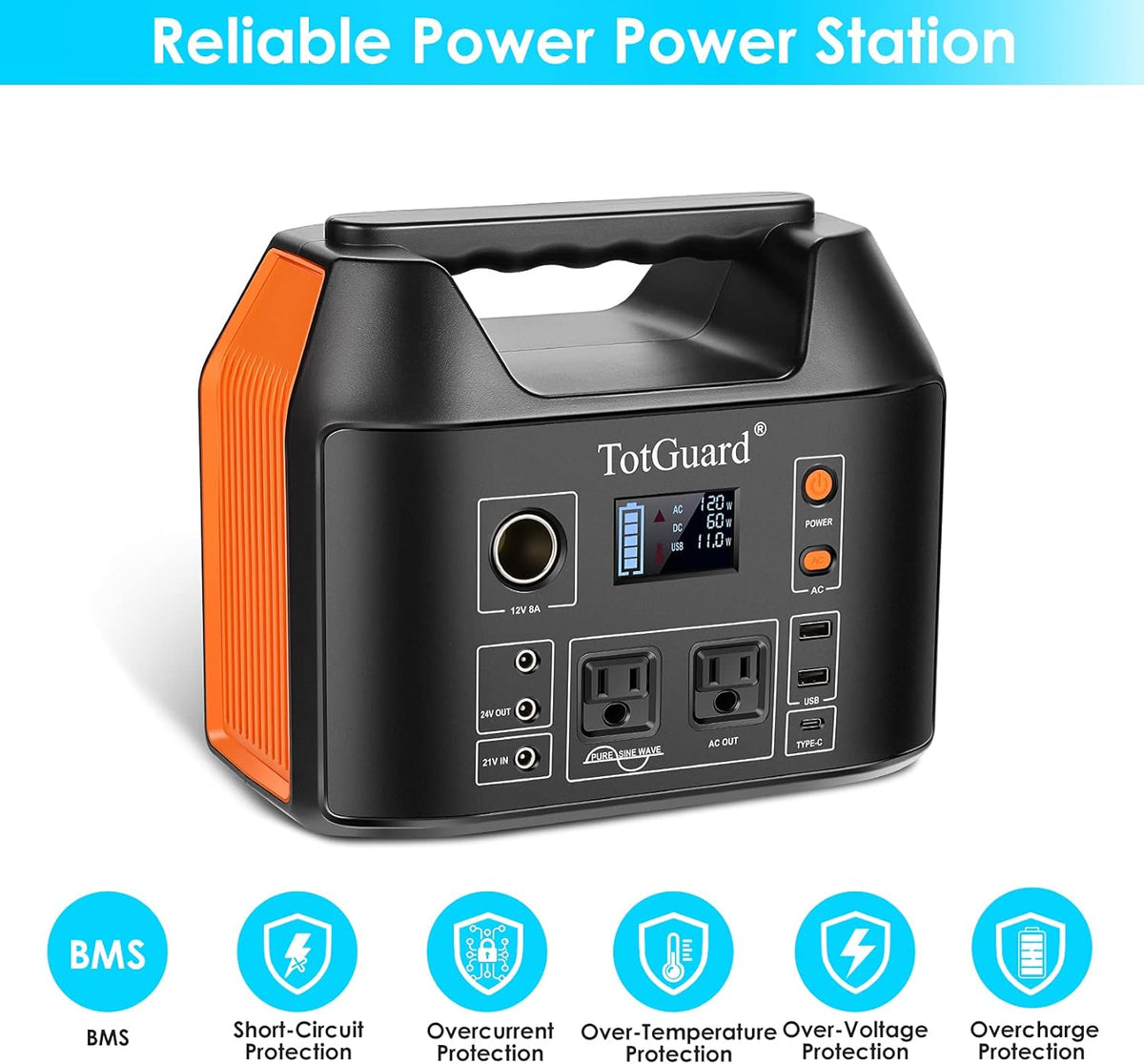 800W Portable Lithium Power Station with 2 AC Outlets Z980760