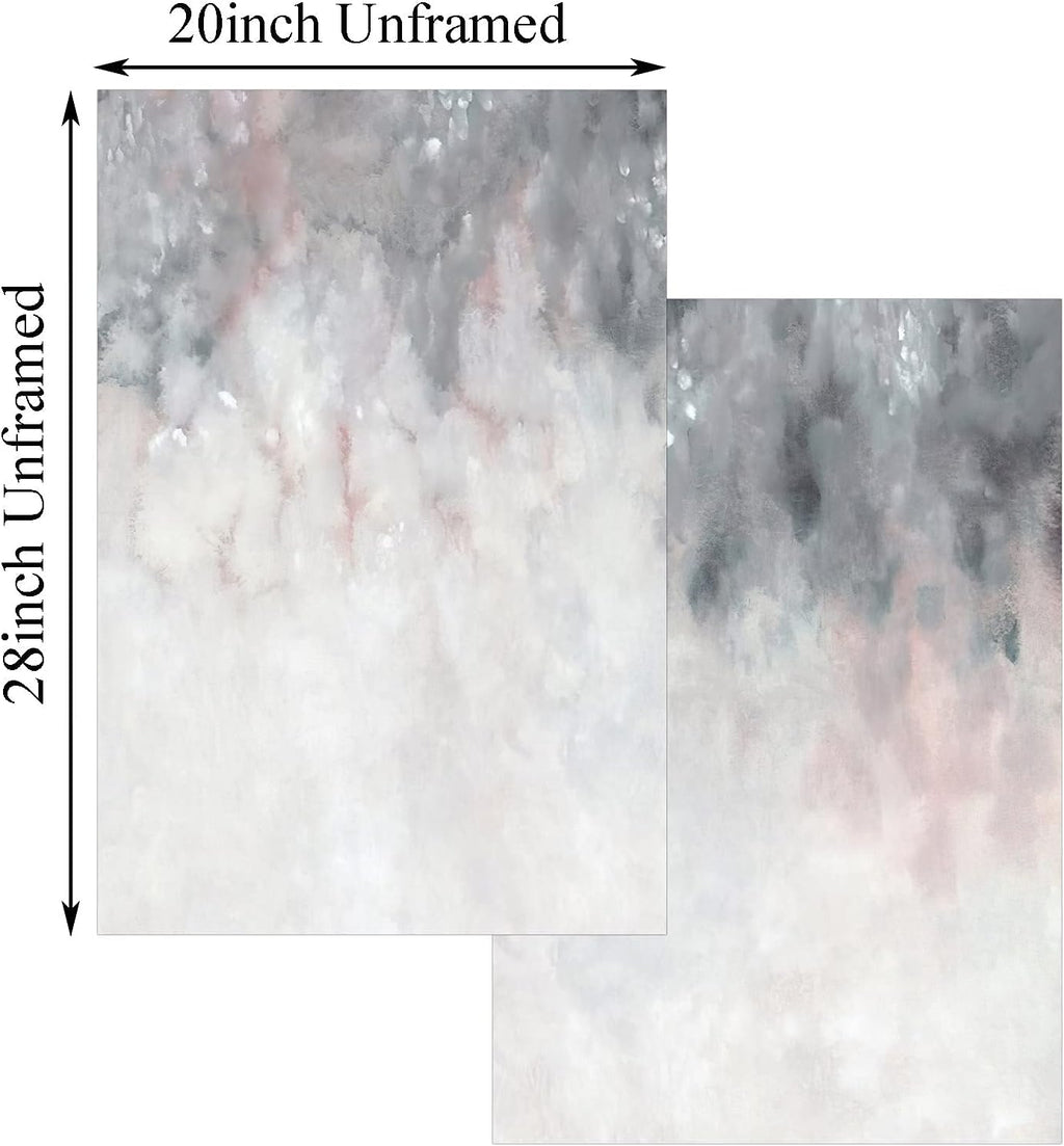 Abstract Gray White Pink Canvas Painting 16x24inchx2 No Frame E468