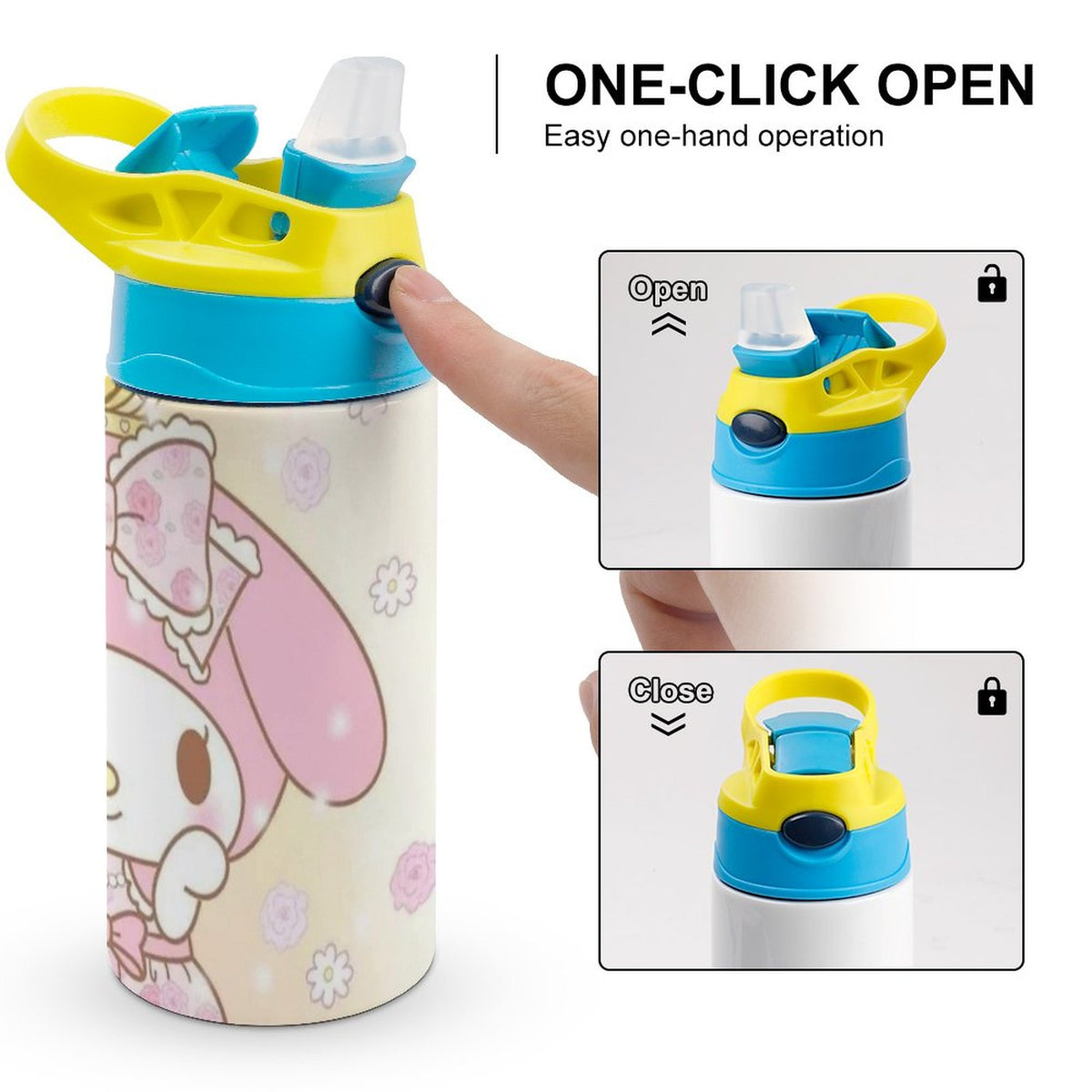 Pink Children's Vacuum Insulated Stainless Steel Water Bottle With Straw A652069