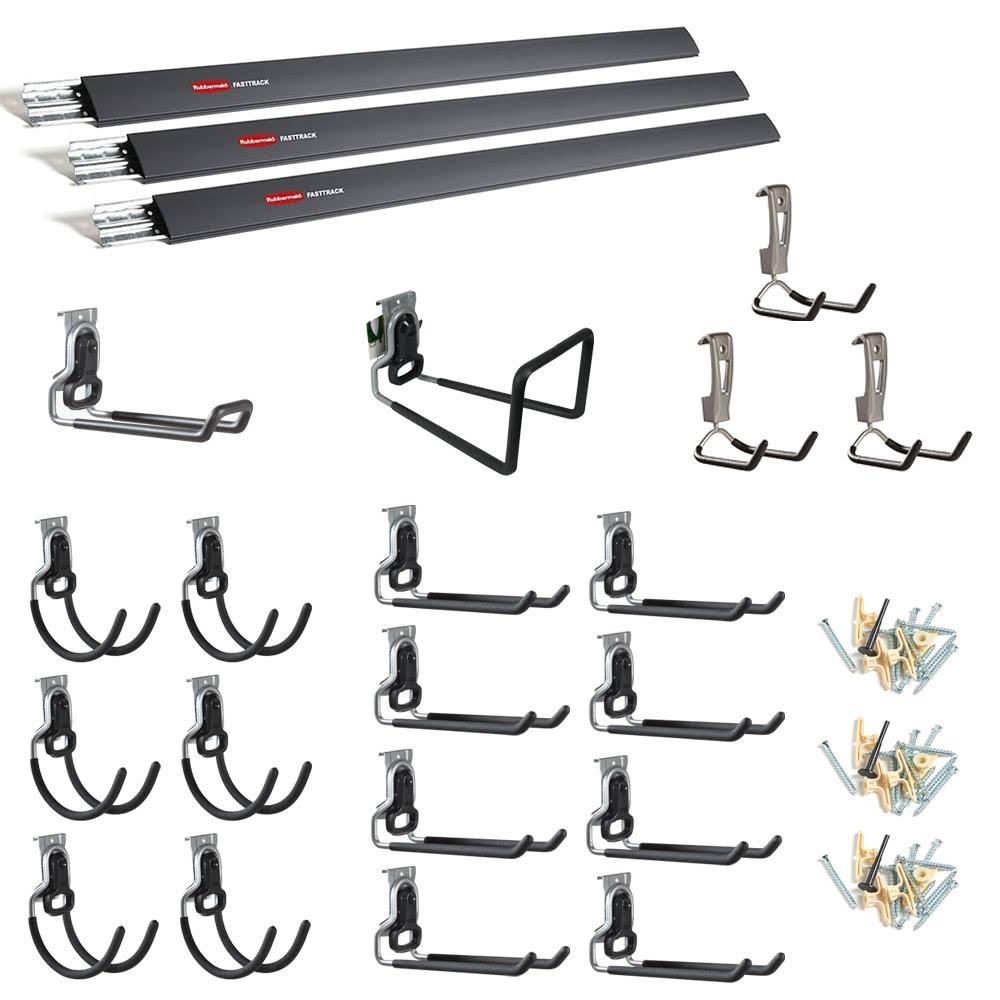 25-Piece Garage Storage Hang Rail and Hooks Bundle W655522