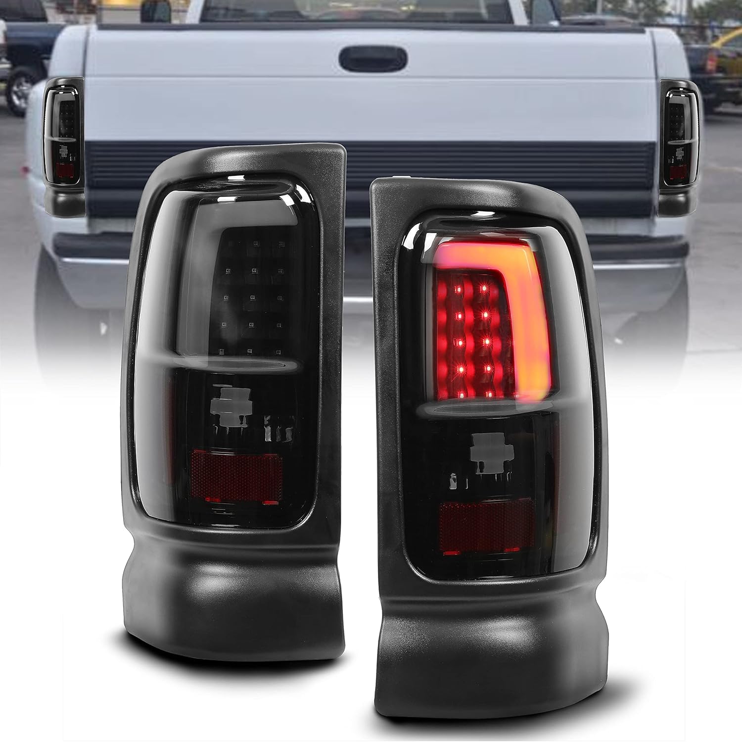 Black Smoke LED Tail Lights Brake Lamps for Dodge Ram 1500 2500 3500 P847436