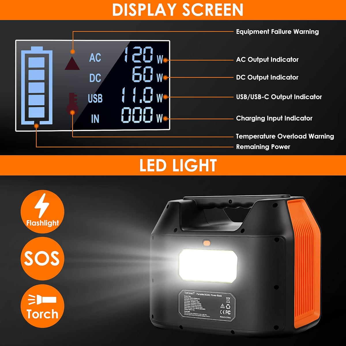 800W Portable Lithium Power Station with 2 AC Outlets Z980760