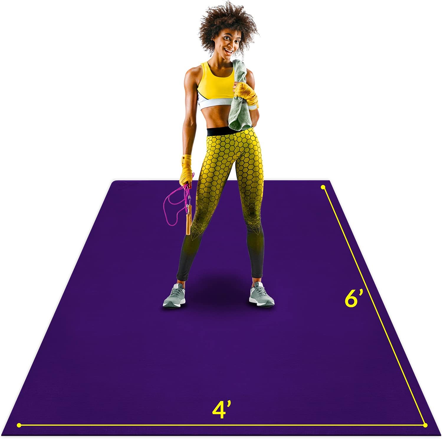 Large Exercise Mat 6' x 4' x 7mm Non-Slip Rubber Workout Mat Z39664