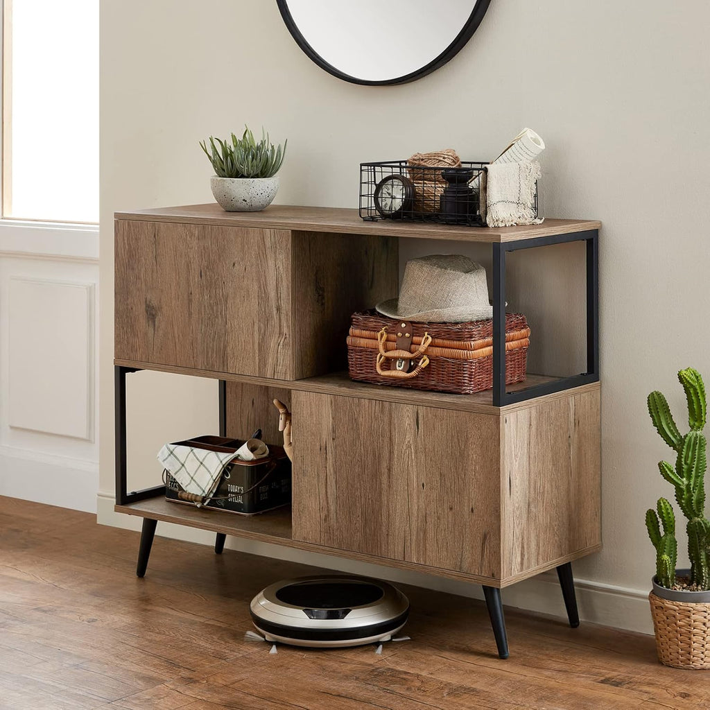 Brown Wood Console Table with Storage Cabinet X8573