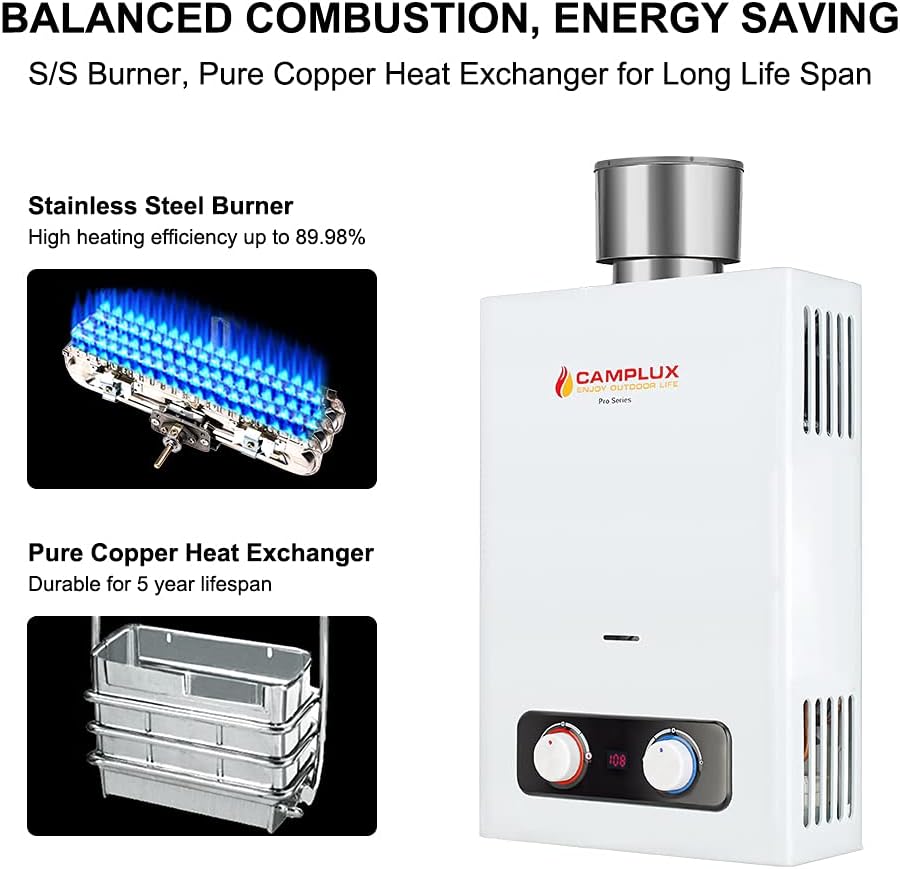 1.58 GPM Outdoor Propane Tankless Water Heater with S/S Rain Cap R897