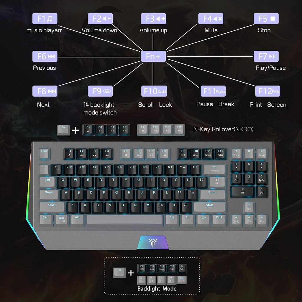 RGB Backlit Ultra-Compact 89 Keys Mechanical Gaming Keyboard with Hot-Swappable Switch S511
