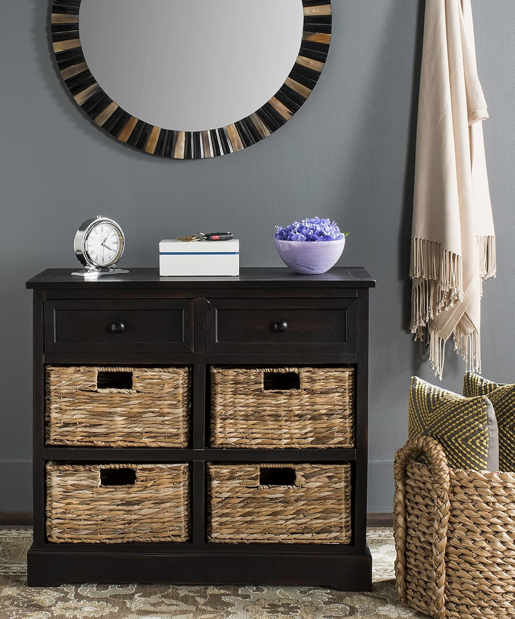 Whitewash Wicker Basket Storage Unit L27344
