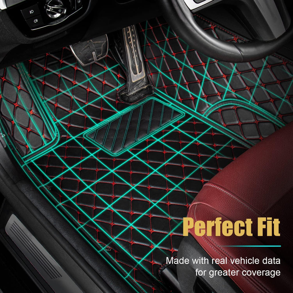 Leather Car Floor Mats Custom Fit Black J5185