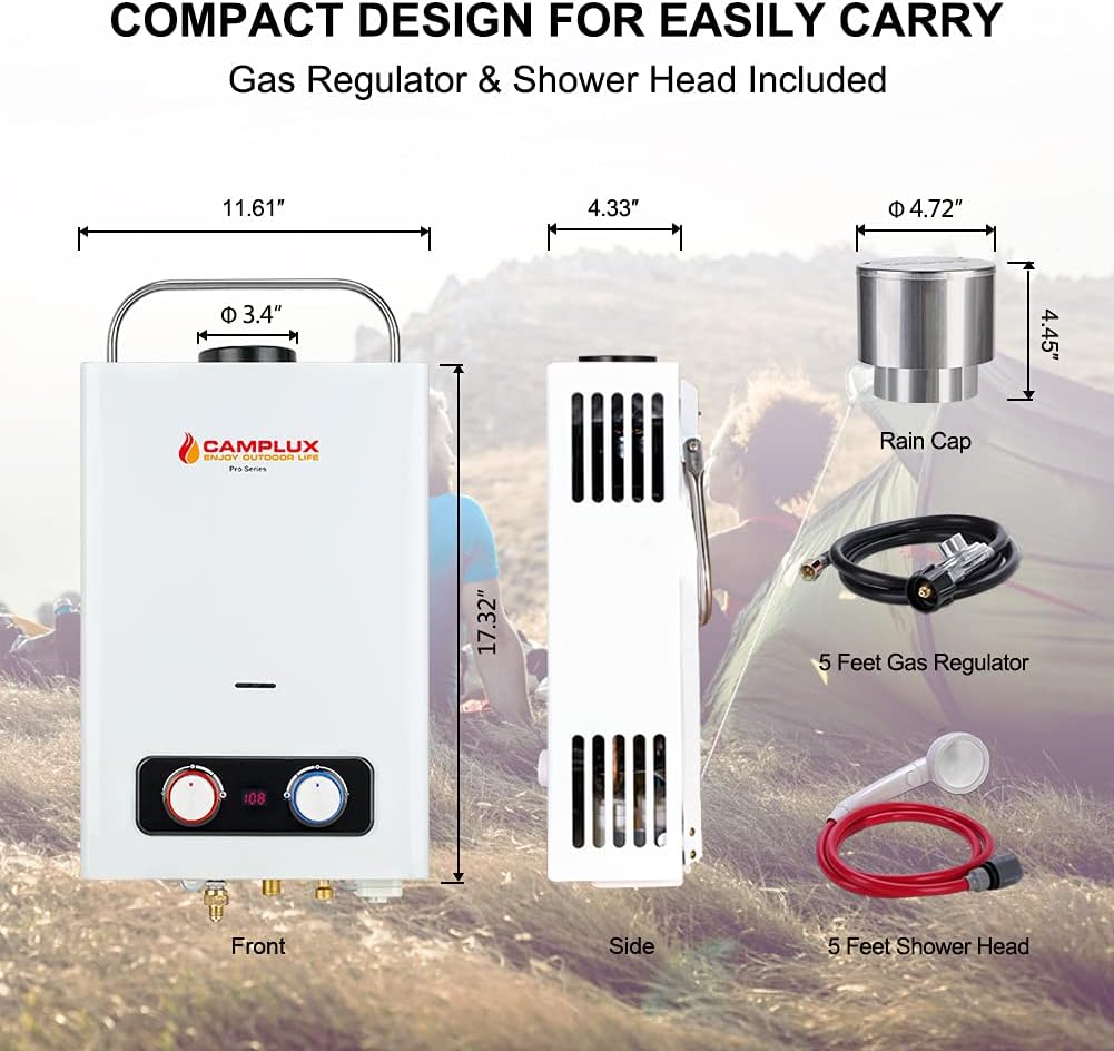 1.58 GPM Outdoor Propane Tankless Water Heater with S/S Rain Cap R897